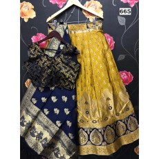 Yellow Banarasi Silk Lehenga